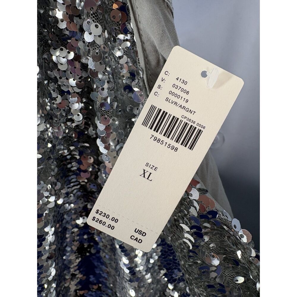 Silver Sequin One Shoulder Maxi Dress - Picture 4 of 8